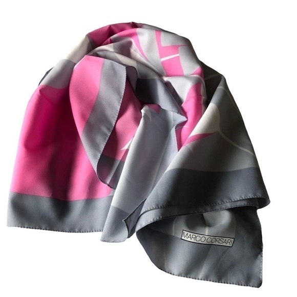 Marco Corsari Floral Scarf Grey Pink White - Picture 4 of 9